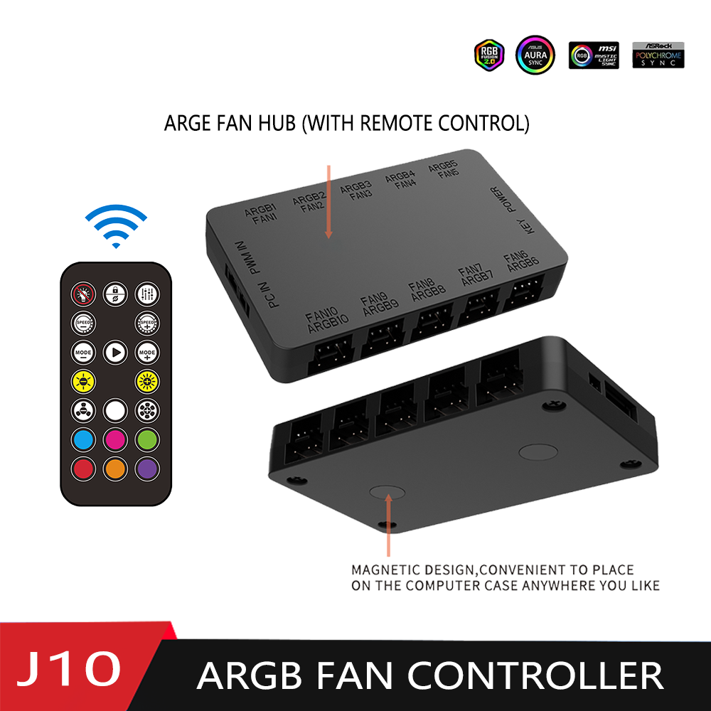 Fan Hub Rgb Controller - 컴퓨터 하드웨어 2-in-1 ARGB/PWM 허브용 무선