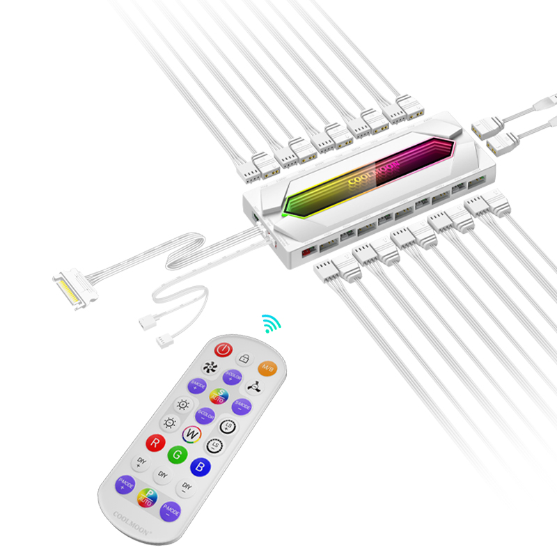 Fan Hub Rgb Controller - ARGB & PWM 22 스플리터 허브