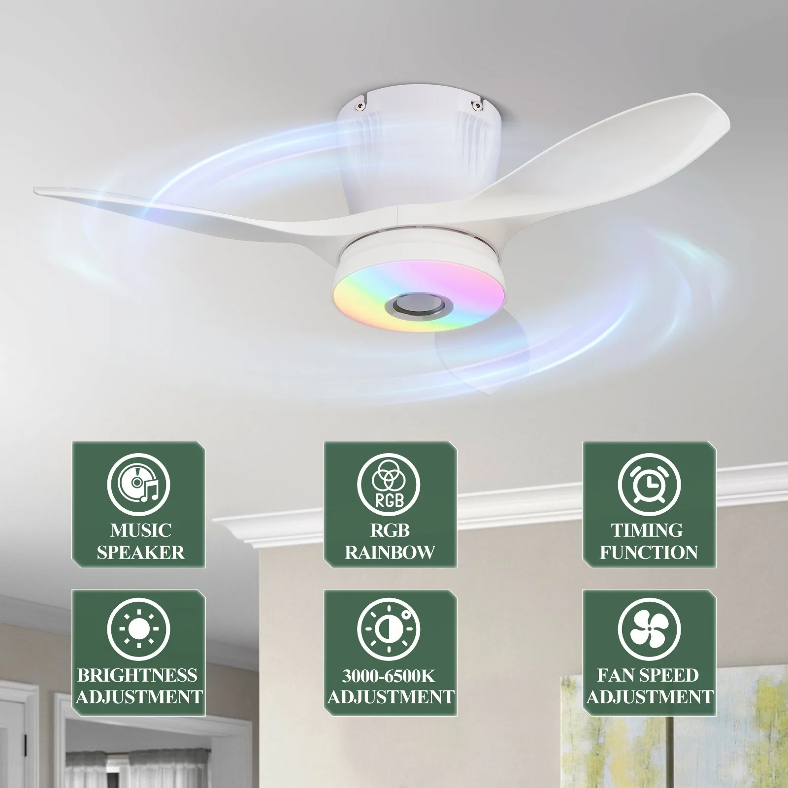 현대적인 RGB 음악 지능형 천장 선풍기 조명, 리모컨 - Fan Hub Rgb Controller 리뷰 및 가격